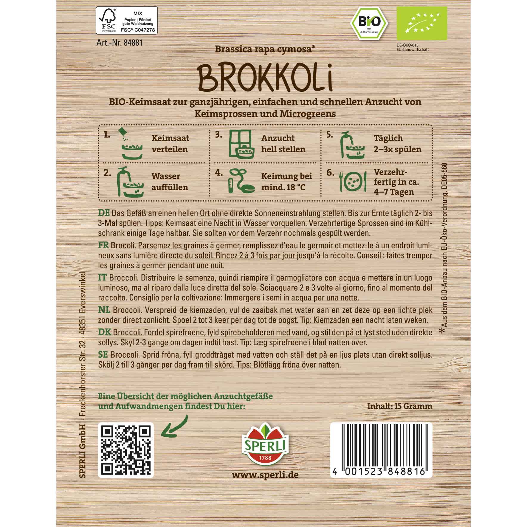 Keimsprossen -Saat Brokkoli