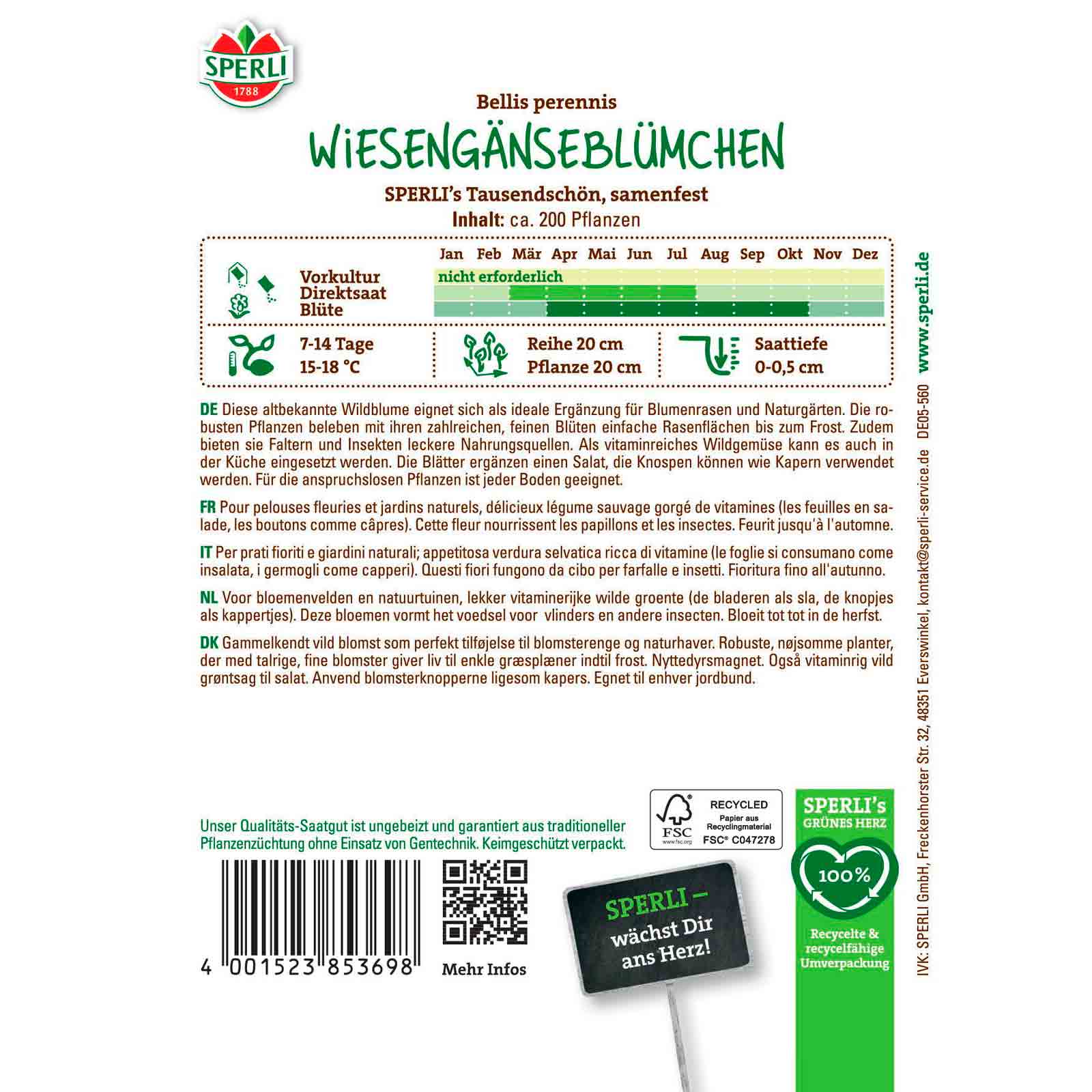 Wiesengänseblümchen SPERLI's Tausendschön