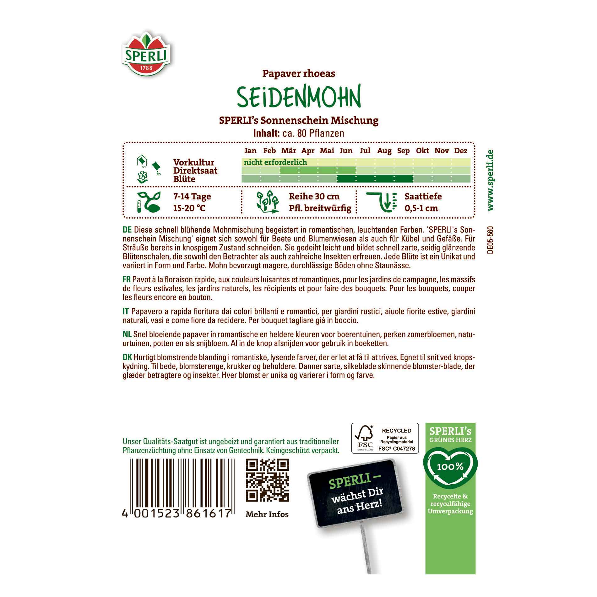 Sidenvallmo SPERLI's Sunshine Mixture