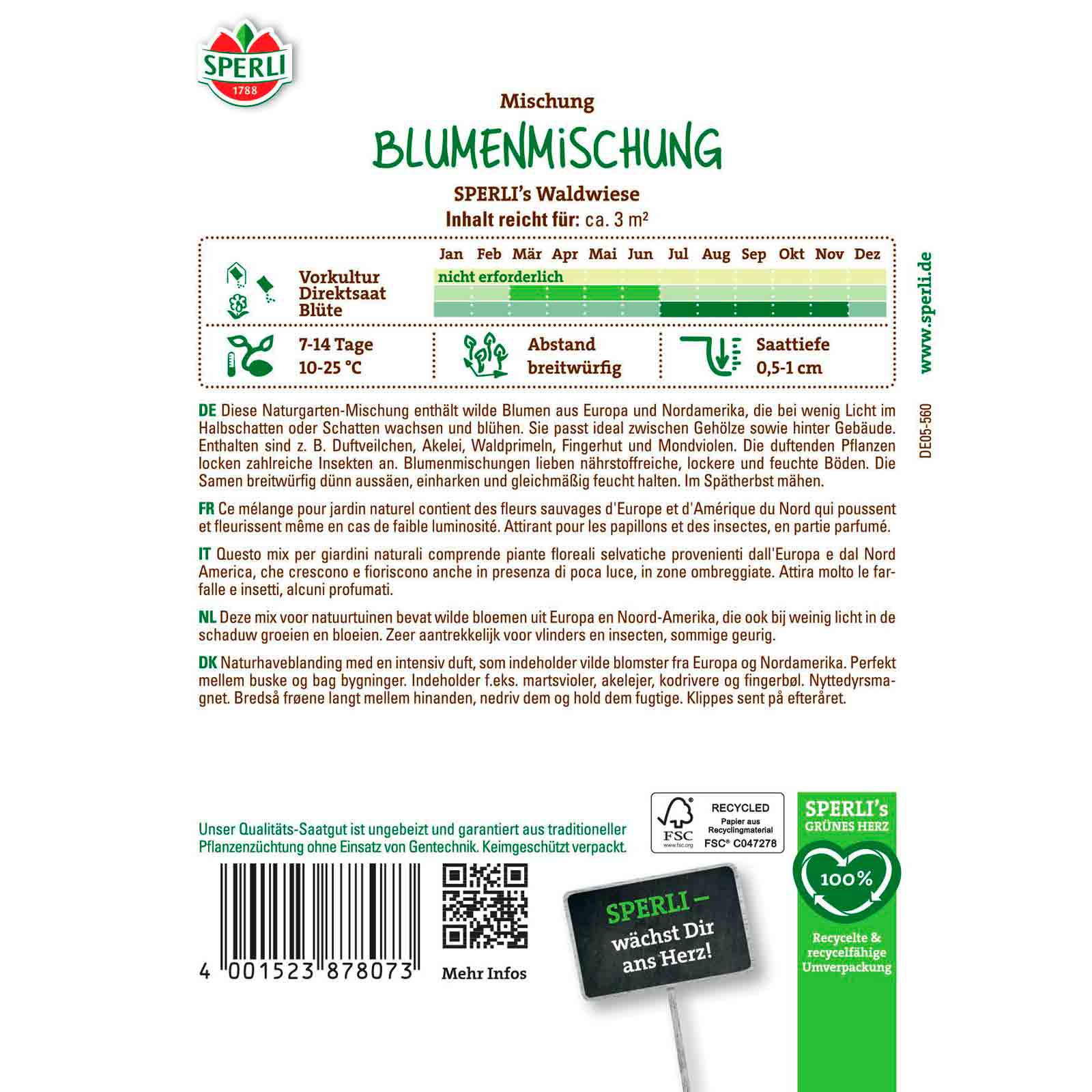 Blumenmischung SPERLI's Waldwiese