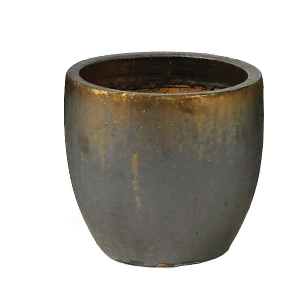 Glazed Egg Pot Bronze D23H19