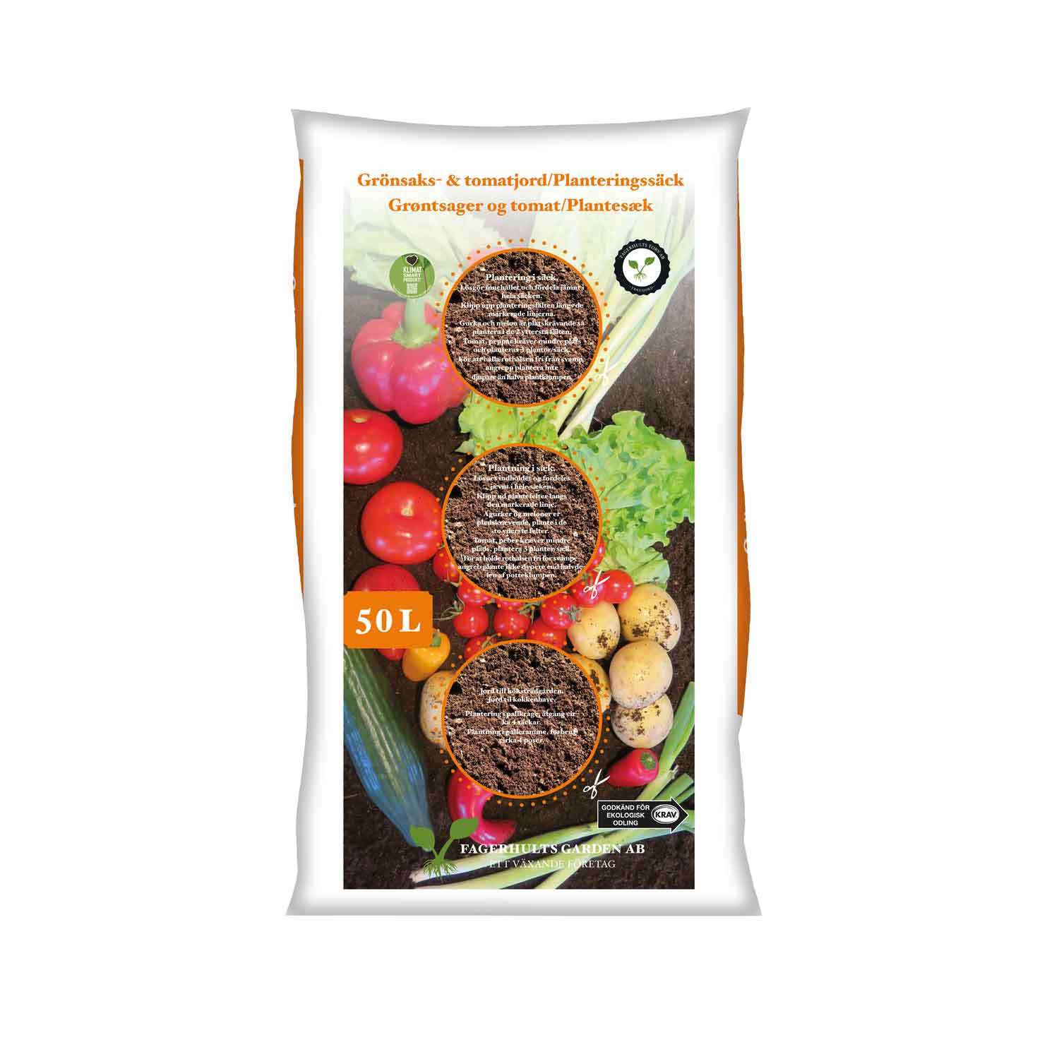 Plantesæk, Grøntsags og Tomatjord 50L KRAV