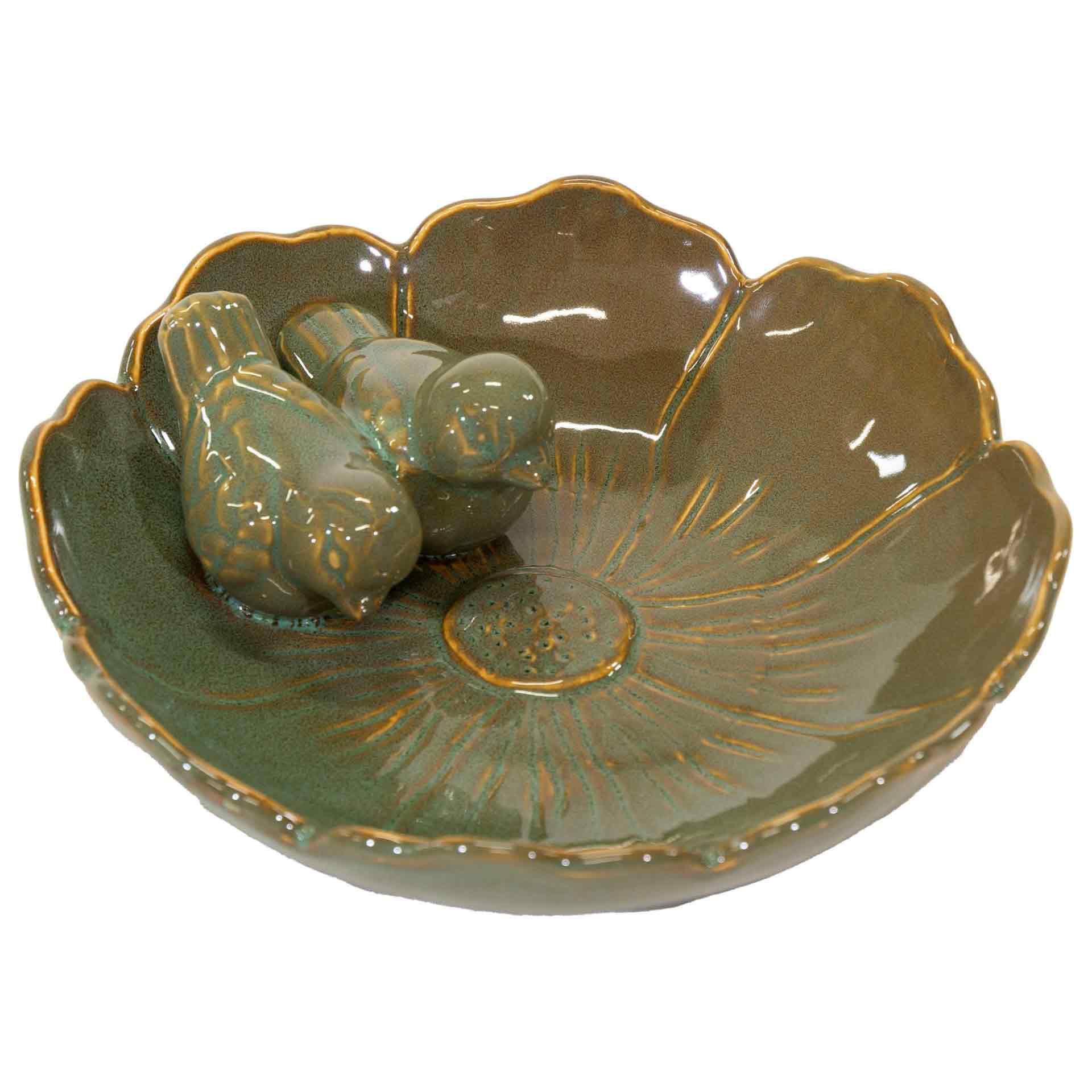 Village BirdBath Flower Olive D23H6