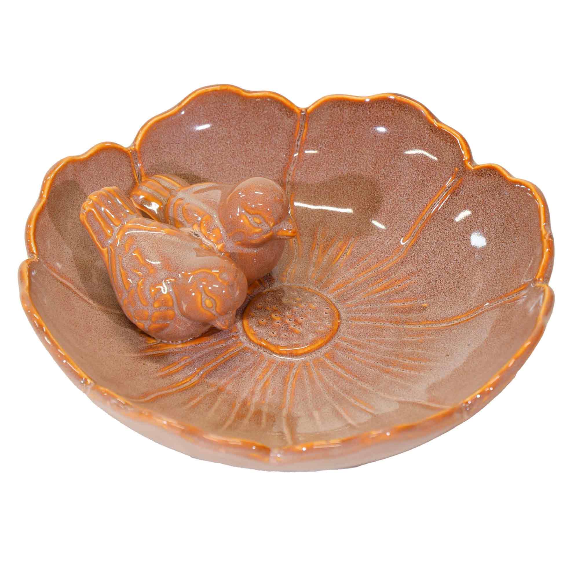 Village BirdBath Flower Old Pink D23H6